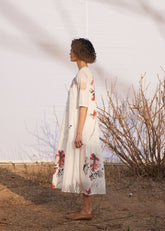 A Model Wearing White Cotton Mul Surfinia curated by Only Ethikal